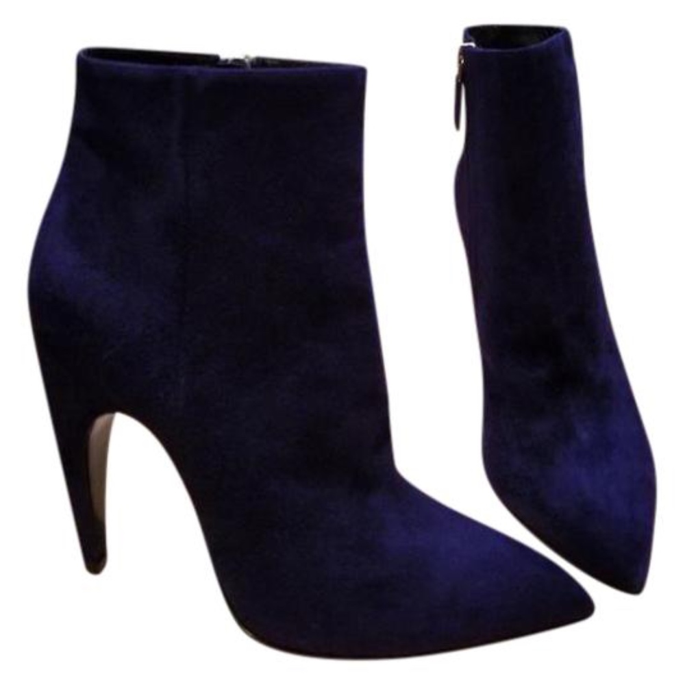 Prada Cobalt Blue Suede Booties Sz Euro 37